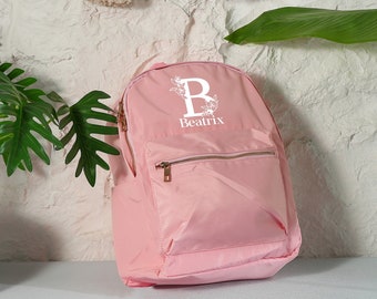 Personalisierter monogrammierter Rucksack, kundenspezifischer Briefrucksack, niedlicher Rucksack für Mädchen, erster Tagesrucksack, kundenspezifischer Schulrucksack, Kinderrucksack