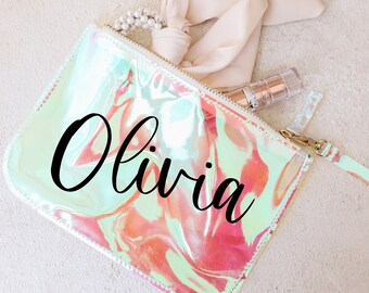 Transparent Zipper Purse with Name, Personalized Gifts for Her, Bridesmaid Gifts, Concert and Festival Accessories, Bachelorette Party Gifts