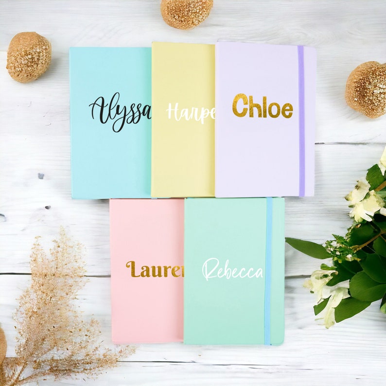 Cute Colors Notebook, Personalized Unlined A5 Notebooks, Bridesmaid Gift, Gift for Her, Office Gift, Custom Mothers Day Gifts, Small Journal image 3