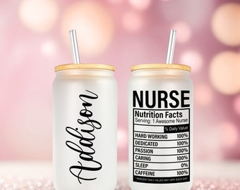 Nurse Appreciation Gifts, Medical Worker Gifts, Happy Nurse Day Gifts, 16oz Iced Coffee Cup For Nurse, Glass Tumbler, Frosted Glass Can