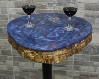 Parliament Blue High Bar Table, Epoxy on Wood, Epoxy Bar Table, Wooden Bar Table, Disco Table