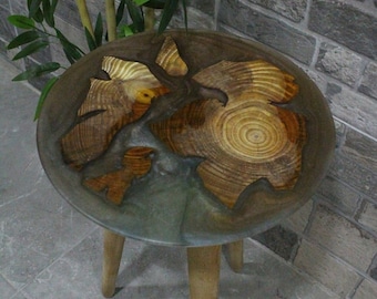 Brown Green Wood Decor Epoxy Coffee Table, Epoxy Coffee Table, Resin Coffee Table, Artistic Coffee Table, Luxury Coffee Table