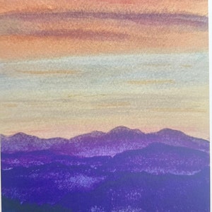 Ensemble de 4 cartes de notes de paysage à l’aquarelle, message intérieur inspirant, The Great Smokies n ° 1.