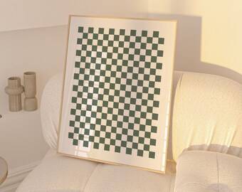 Checkered Wall Art Prints | Printable Wall Art | Neutral Wall Art | Retro Wall Art | Trendy Wall Art | Digital Print