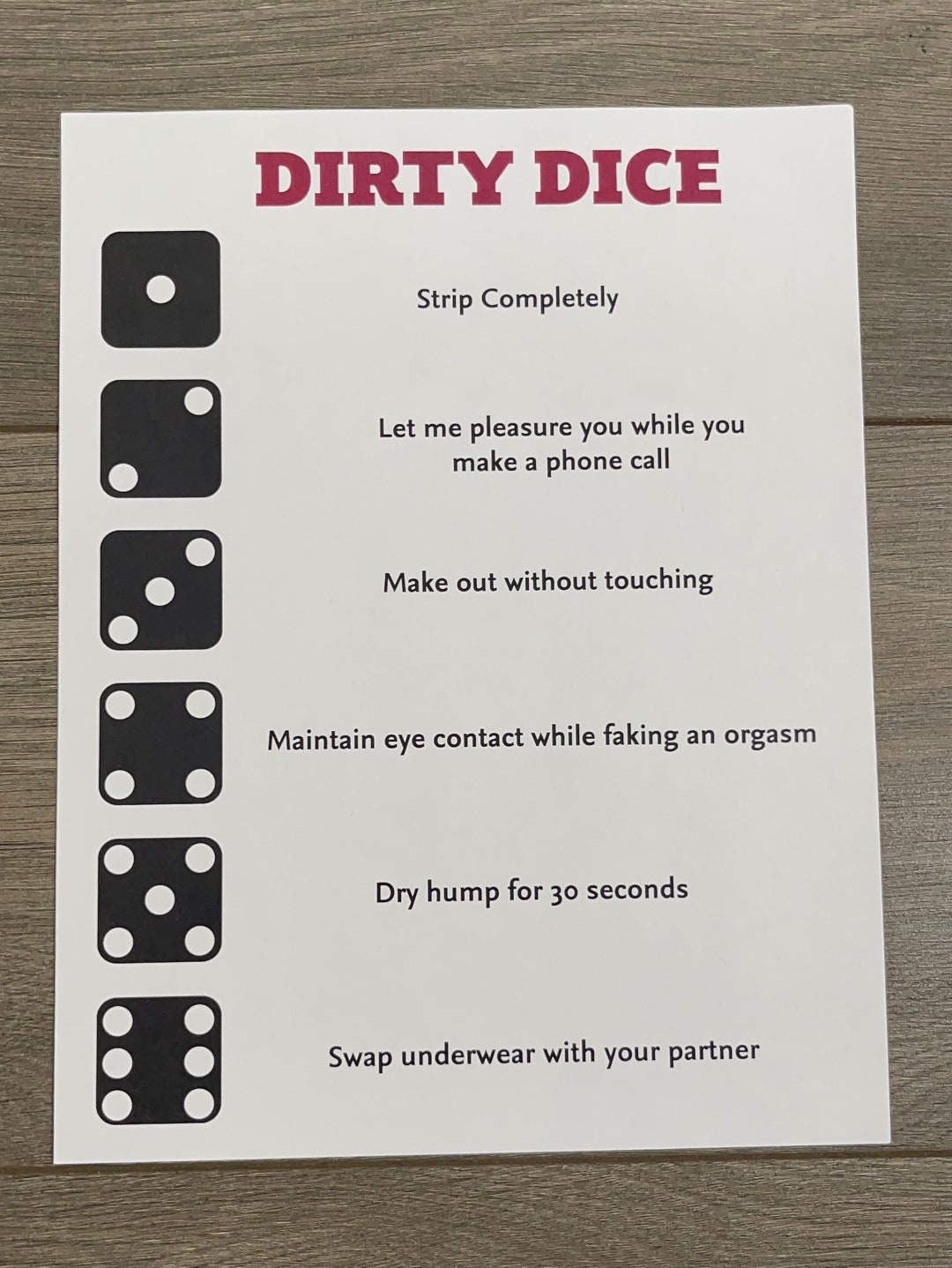 Dirty Dice Game , Couple Games , Adult Games for Couples , Printable ...
