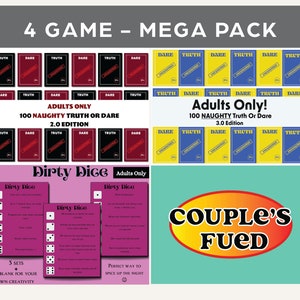 Wahrheit oder Pflicht-Paarspiele, Kartenspiele für Erwachsene, Pärchenspielabend, Vorspielspiel, digitaler Download, druckbare Kartenspiele, Dirty Dice-Spiel