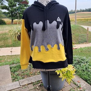 Drippy Handmade Upcycled Reebok Sweatshirts Black and Yellow