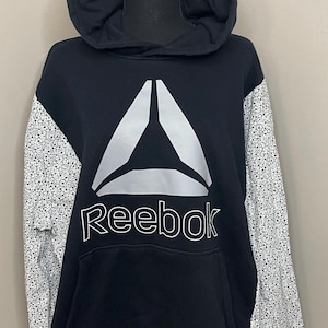 Black & white Reebok hoodie/floral sleeves rework