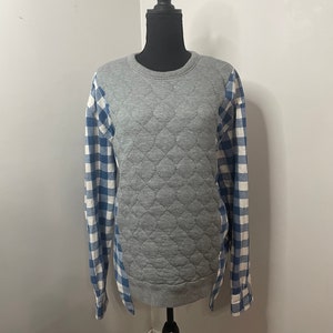 Madewell upcycled quilted crewneck rework