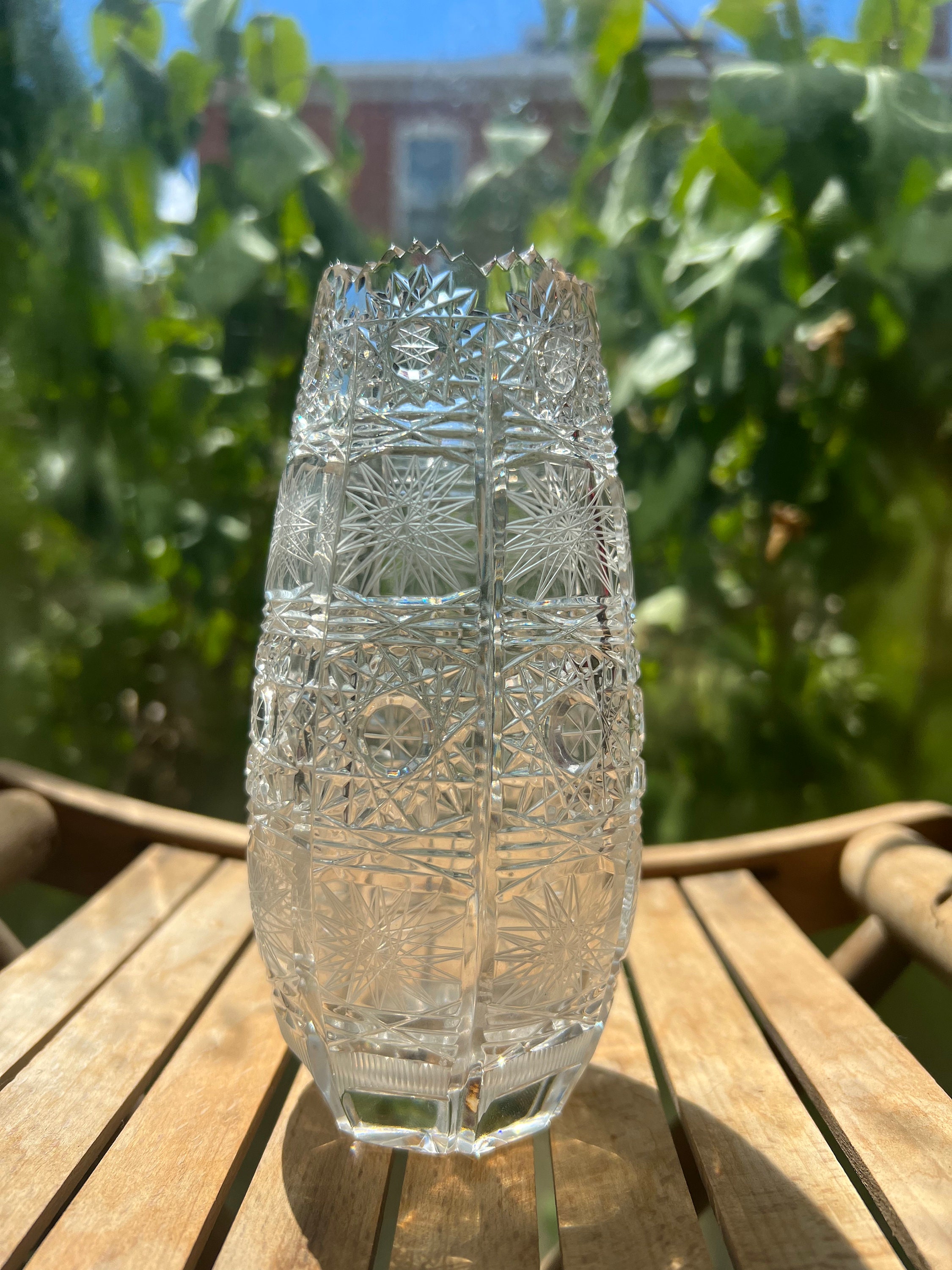 Queens Lace Czech Lead Crystal Vase Etsy