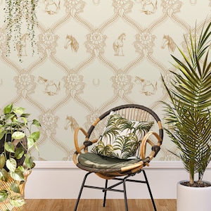 Horsegirl Wallpaper, in Sand, Removable Peel and Stick