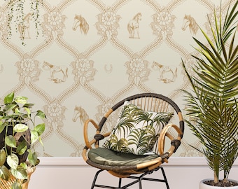 Horsegirl Wallpaper, in Sand, Removable Peel and Stick
