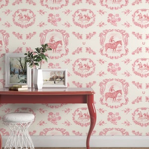 Cowboy Wallpaper in Rose, Removable Peel and Stick