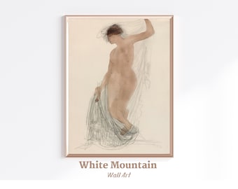 Auguste Rodin Art Print, Female Sketch Art, Woman Drawing Vintage Printable, Bathroom Decor Digital Download, Gallery Wall Decor Artwork