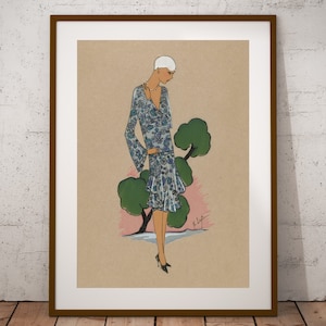 Vintage French Fashion Magazine Digital Download Print, Retro Parisian Fashion Poster Wall Art, Vintage Fashion Illustration Printable Art