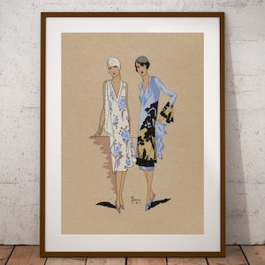 Vintage French Fashion Magazine Digital Download Print, Retro Parisian Fashion Poster Wall Art, Vintage Fashion Illustration Printable Art