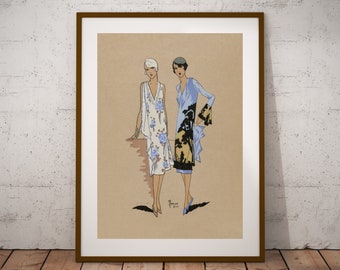 Stampa di download digitale della rivista di moda francese vintage, arte della parete di poster di moda retrò parigina, arte stampabile di illustrazioni di moda vintage