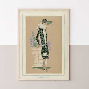 Vintage French Fashion Magazine Digital Download Print, Retro Parisian Fashion Poster Wall Art, Vintage Fashion Illustration Printable Art