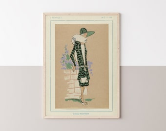 Stampa di download digitale della rivista di moda francese vintage, arte della parete di poster di moda retrò parigina, arte stampabile di illustrazioni di moda vintage