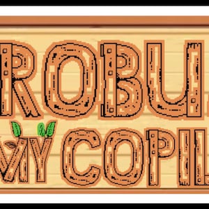 Puede incluir: Un letrero de madera con el texto "KROBUS IS MY COPILOT" en letras marrones con hojas verdes. Una silueta negra de una criatura con una cara sonriente está en el lado izquierdo del letrero y una silueta negra de una criatura con una cara fruncida está en el lado derecho del letrero.