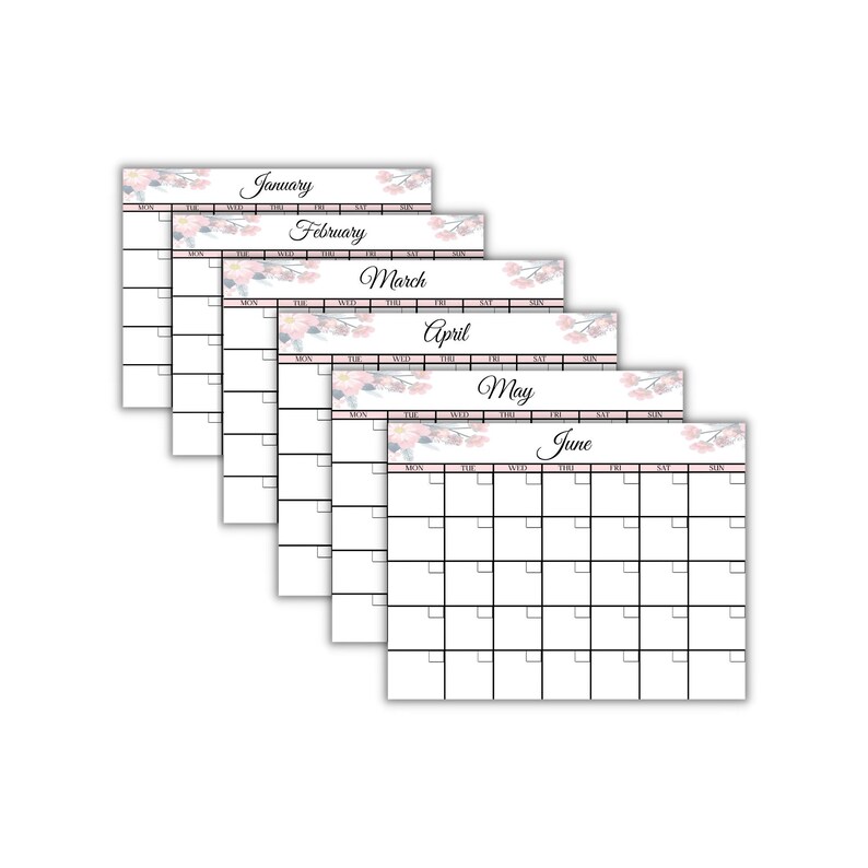 Undated Calendar Printable Blank Calendar Template Blank Etsy