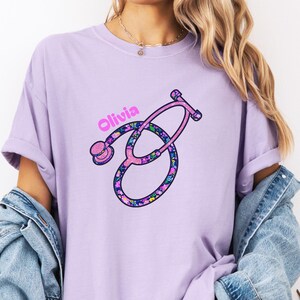 Doctor or Nurse Shirt for Women, Comfort Colors T-shirt, Floral Stethoscope Tee, Cute Medical Professional Gift Idea, Floral Design Shirt