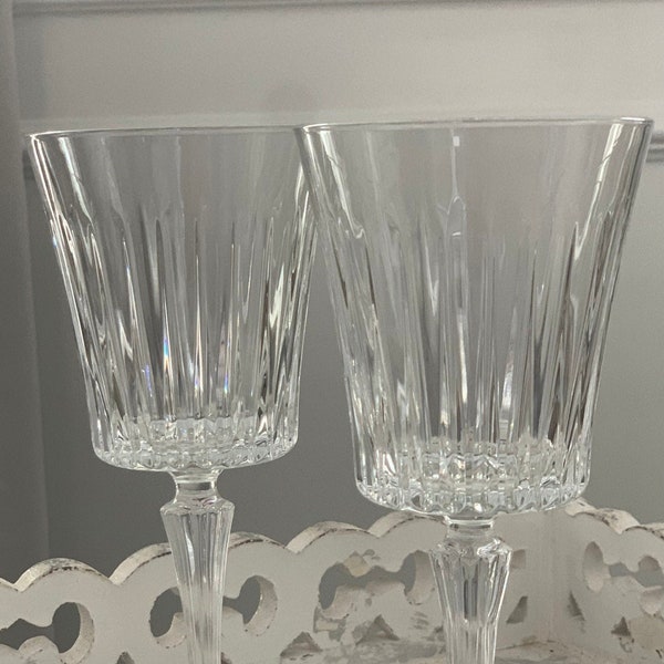 Elegant French Provincial Crystal Wine Glasses w/Flat Bottom Bowl | 8 1/4" Wine~Cocktail~Champagne Glass | European Crystal | Made in Italy