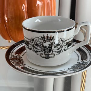 Royal Skull Coffee Mug Set - Gothic Porzellan Tasse Mit Goldrand