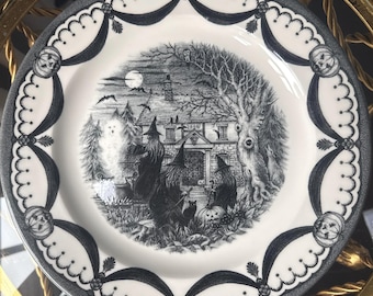 Set of 4 Royal Stafford Halloween Witches Coven Dinner Plate 10 7/8" | Never Used | Made in England | Replacement