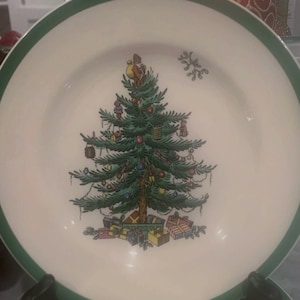 Set of 2 Spode Christmas Tree Appetizer Plates 6.5&quot;| Made in England S3324 | Christmas Tree China~ Great Condition| Holiday Entertaining