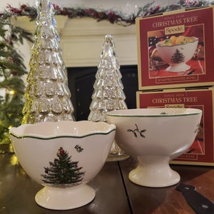 Spode Christmas Tree Sculpted Footed Bowl w/Scalloped edge 4.75&quot; OR Footed Dessert Bowl 5.25&quot; | Never Used in box | Replacement