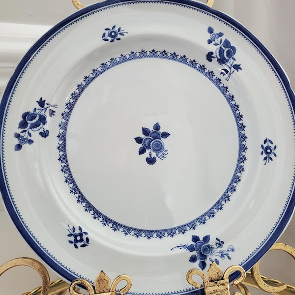 Spode Gloucester Blue (no trim) Dinner Plates, 10 5/8 Inches, Beautiful Spode Stoneware w/Floral Design, Vintage From 1957 | Replacement