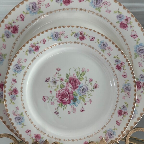 Floral Bouquet Cottage Chic China Plates | Select Dinner or Salad Plates | Fine Porcelain from Grace Teaware