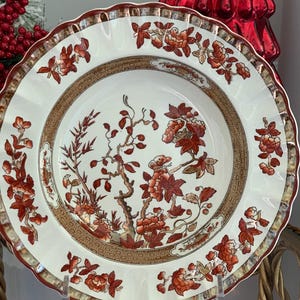 Copeland Spode India Tree Rim Suppe / Pasta / Salat Schüsseln Neuer Backstamp 7 3/4 &quot;&quot; | Ausgezeichneter Zustand | Weihnachtsgeschenk | Ersatz