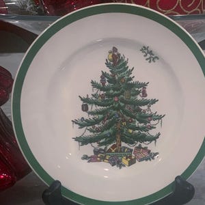 Set of 2 Spode Christmas Tree Appetizer Plates 6.5&quot;| Made in England S3324 | Christmas Tree China~ Excellent Condition| Holiday Entertaining
