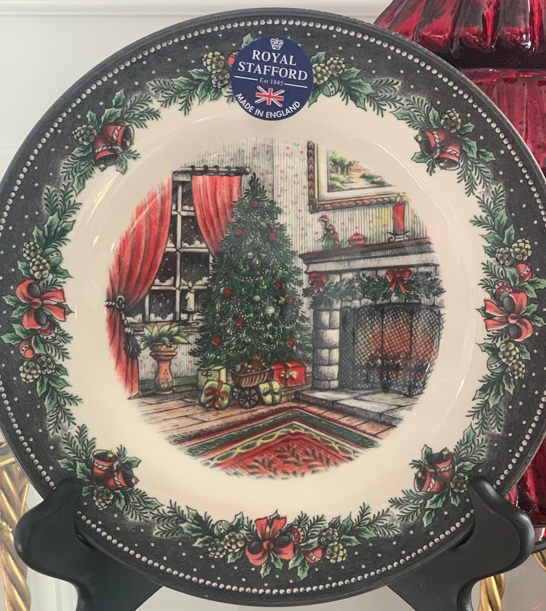 Last Single Royal Stafford Christmas Morning Salad-Dessert Plate 8.5"| Traditional Design; Magical Christmas Tree| Made in UK Replacement