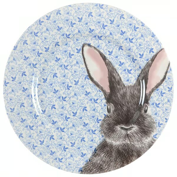 Sale Set of 2 Royal Stafford Blue Bunny 11" Dinner Plates | Blue Chintz Made in England | Microwave Dishwasher Safe| Easter Dining