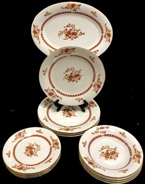 【新品】メインディッシュ皿5枚セット FINE CHINA 5.5号皿揃 山の幸絵変り