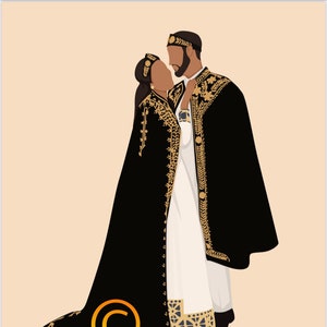 Biglietto di ringraziamento, Partecipazione di matrimonio, Habesha, Eritrea, Etiopia, Matrimonio africano, Kaba