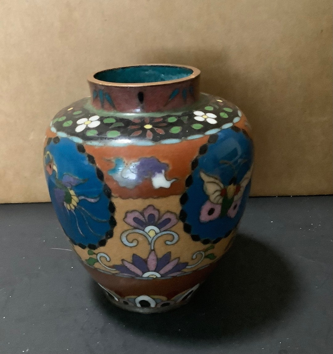 Antique Japanese Cloisonné Ginger Jar Shaped Vase 4 Etsy