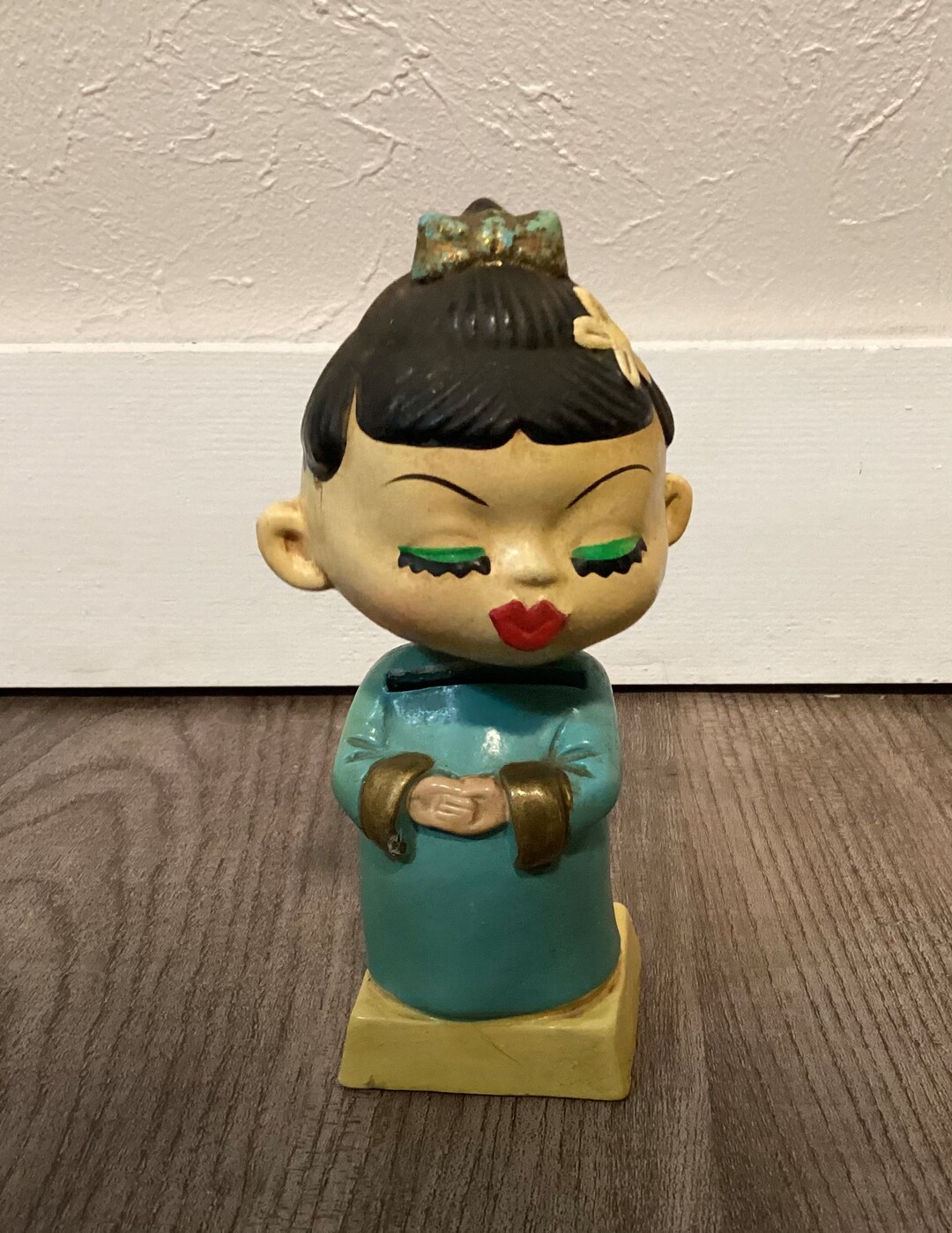 1950s Japanese Bobble Head Nodder Kissing Girl Bank Figurine Etsy