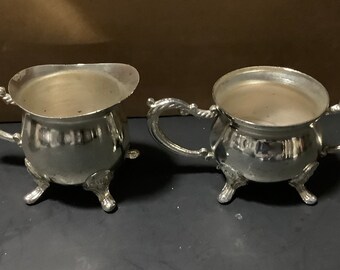 Vintage Silver Plated Cream And Sugar Set of 2