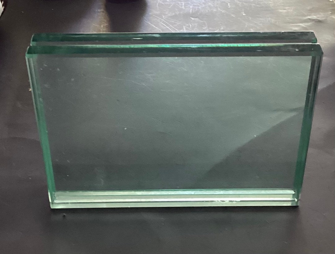 Double Glass Block Stand Alone Tabletop Picture Frame 6 X 4 Etsy