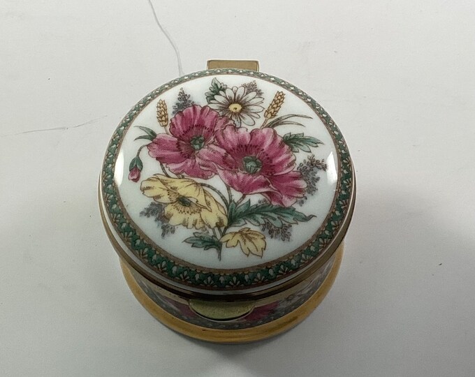 Falcon China by Staffordshire Edwardian Enamel Trinket Box Made in