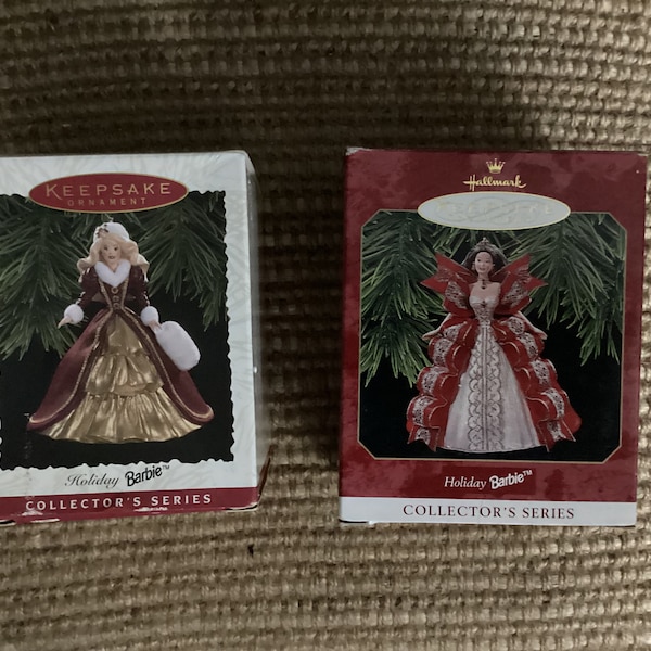 Hallmark Keepsake Holiday Barbie Collector Series Ornaments 2 To Choose From 1997 and 1996 New In Original Box