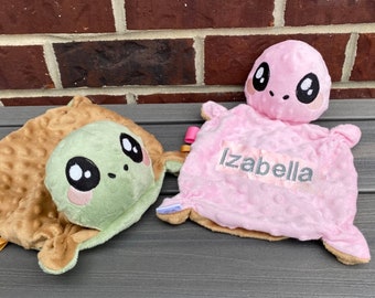 Handmade Turtle Custom Plushie / Personalized baby crinkle toy / Turtle lovey / stim plush / Turtle crinkle blanket / sensory plushie