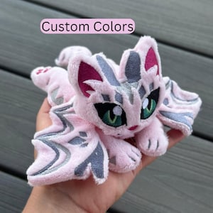 Handmade Cute Dragon Cat Plushie for desk / Custom Plush/  Minky pet color choice / kitty weighted teenager preteen gift stuffed animal