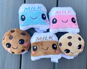 Handmade milk and cookies smooth plushie / Custom food plushie / chocolate milk strawberry milk / cute food stuffed animal / Christmas