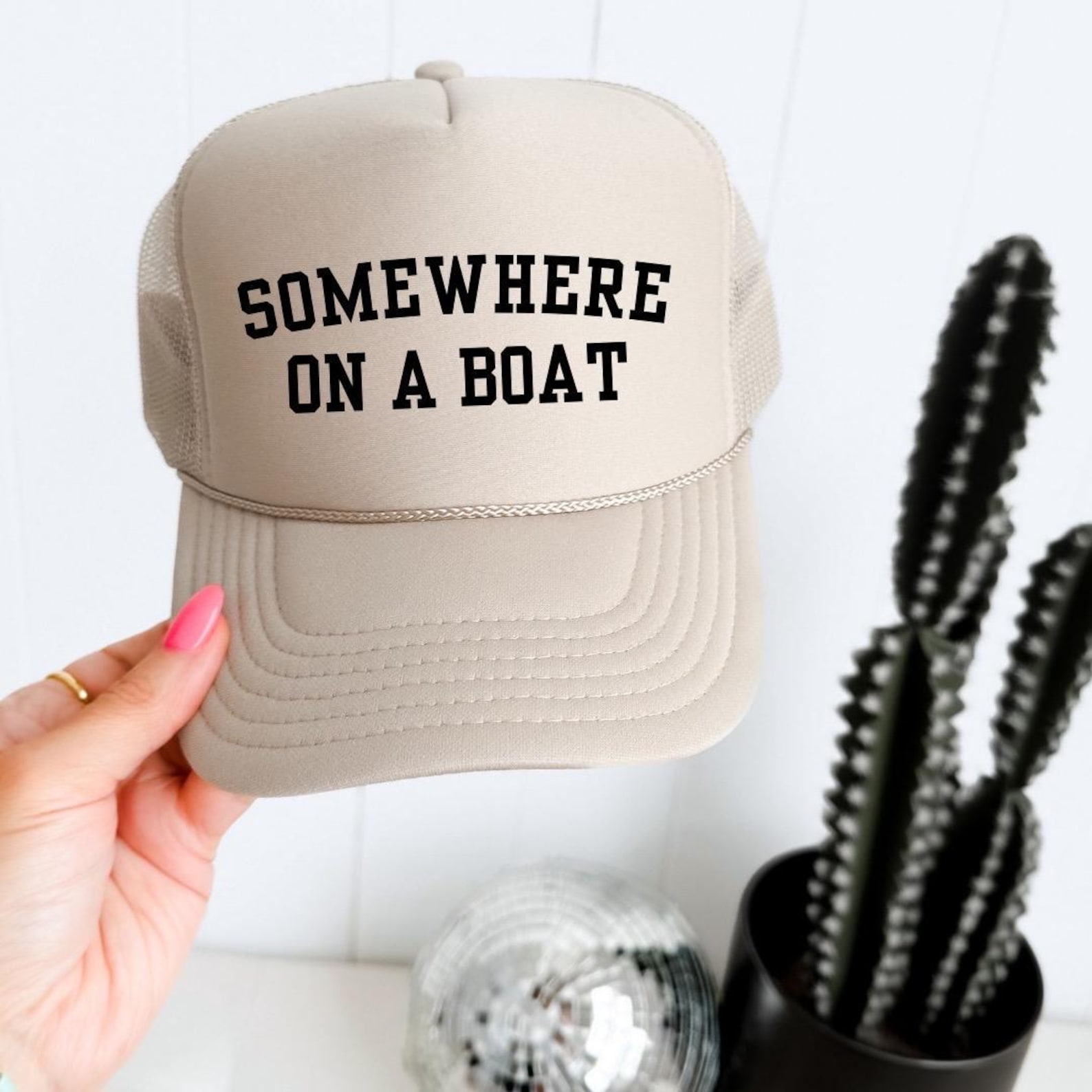 Somewhere on A Boat Trucker Hat, Messy Hair Hat, River Vibes, Trending ...