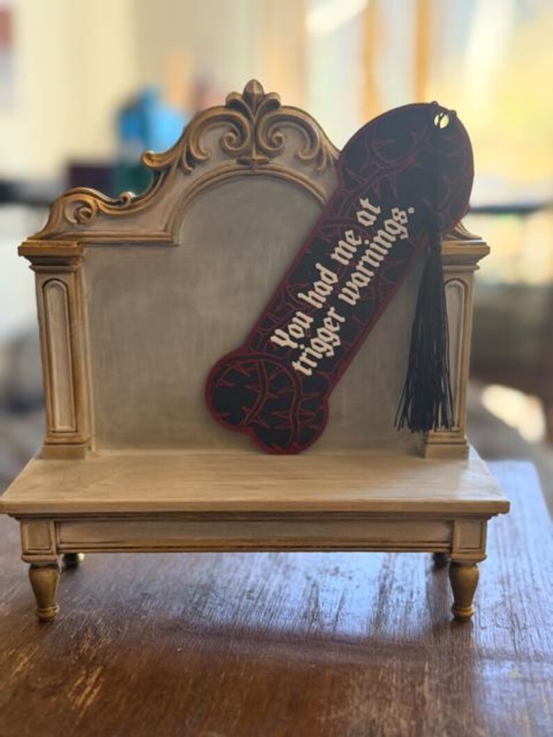 Spicy Bookmark with Tassel, Thorn Vine Design, Cheeky Gift for Romance and Smut Readers image 2